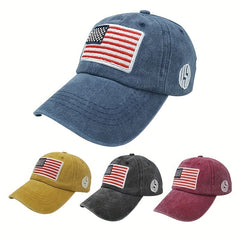 Sunshade Adjustable Baseball Cap with American Flag Embroidered