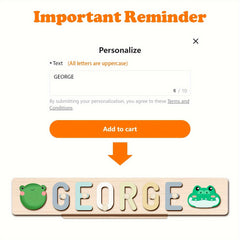 Personalized Wooden Alphabet Toy Custom Name Puzzle Educational Animal
