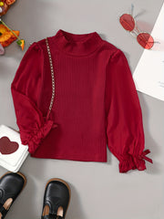 Toddler Girls Vintage Blouse Stand Collar Long Sleeve Top