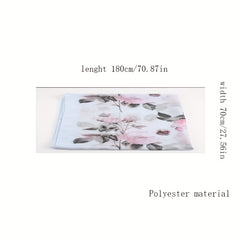 Pink Rose Printed Silk Scarf with Windproof Breathable Design