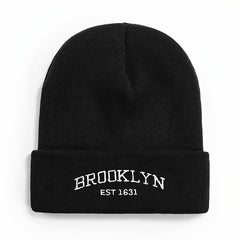 Unisex BROOKLYN Embroidered Knit Hat for Autumn and Winter