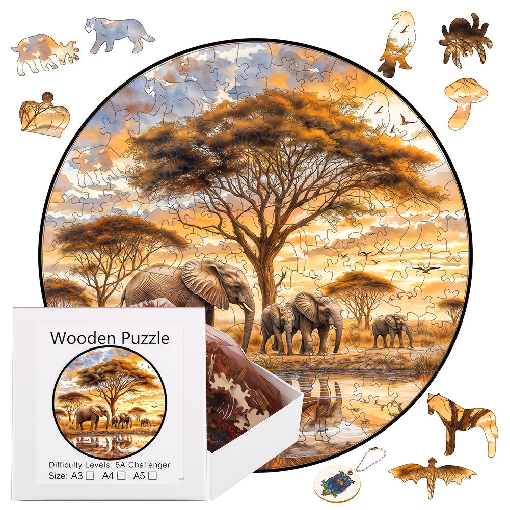 Elephant Family Animal Puzzle | Educational Wooden Puzzle