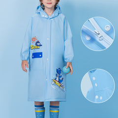 Kids Dinosaur Print Hooded Raincoat