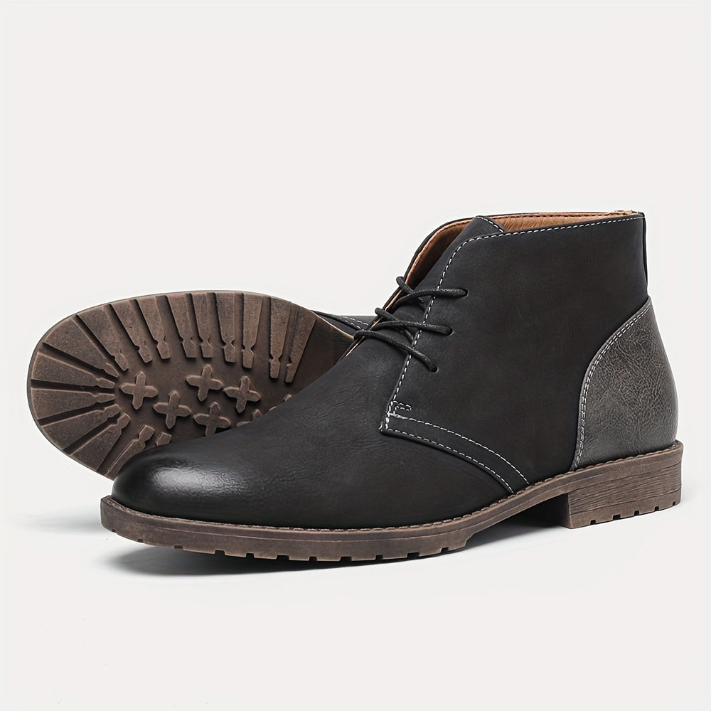 Men's Retro Ankle Desert Boots Wear-resistant Non-Slip Lace-up Boots