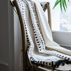 Geometric Rod Pocket Curtains With Tassels Boho Style