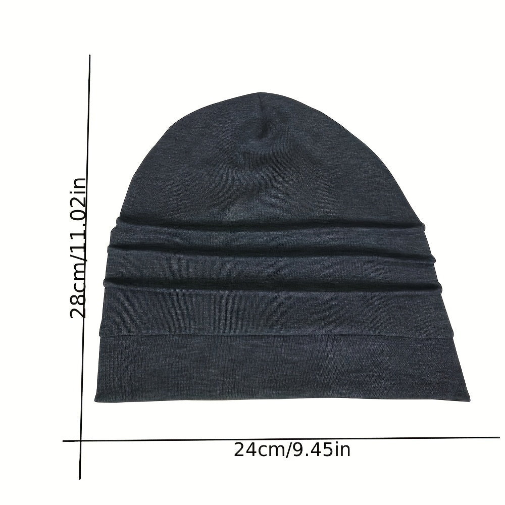 Soft Pleated Turban Cap Elastic Slouchy Head Wrap Solid Beanies Lightweight