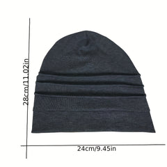 Soft Pleated Turban Cap Elastic Slouchy Head Wrap Solid Beanies Lightweight