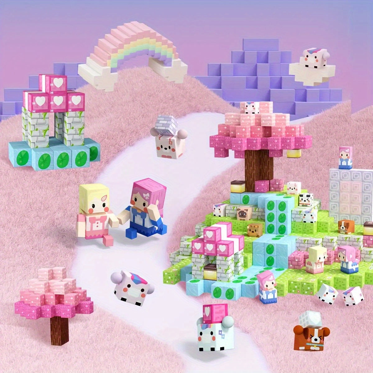 100pcs Magnetic Building Blocks Sakura World Set Magnetic Puzzle Sakura Tree Mag