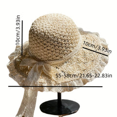 Wide Brim Lace Crochet Sun Hat Breathable Sunscreen Straw Hats