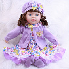 Realistic Reborn Baby Doll in Purple Floral Dress with Bunny Soft Body