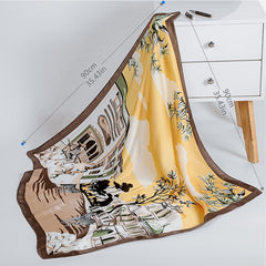 Yellow Square Scarf Classic Print Windproo...