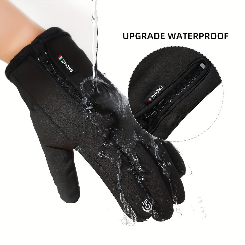 Winter Zipper Fishing Gloves Non slip Touch Screen Windproof Gloves