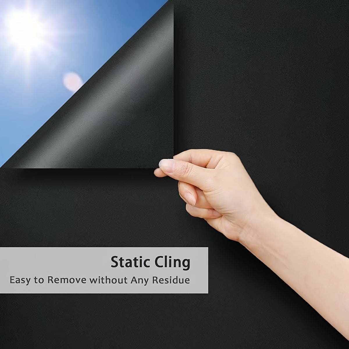 1pc Total Blackout Window Film Static Cling Opaque Privacy Frosted Glass Film