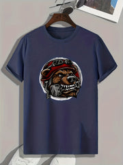 Wolf Print Men's Graphic T-shirt Casual Comfy Tee for Summer