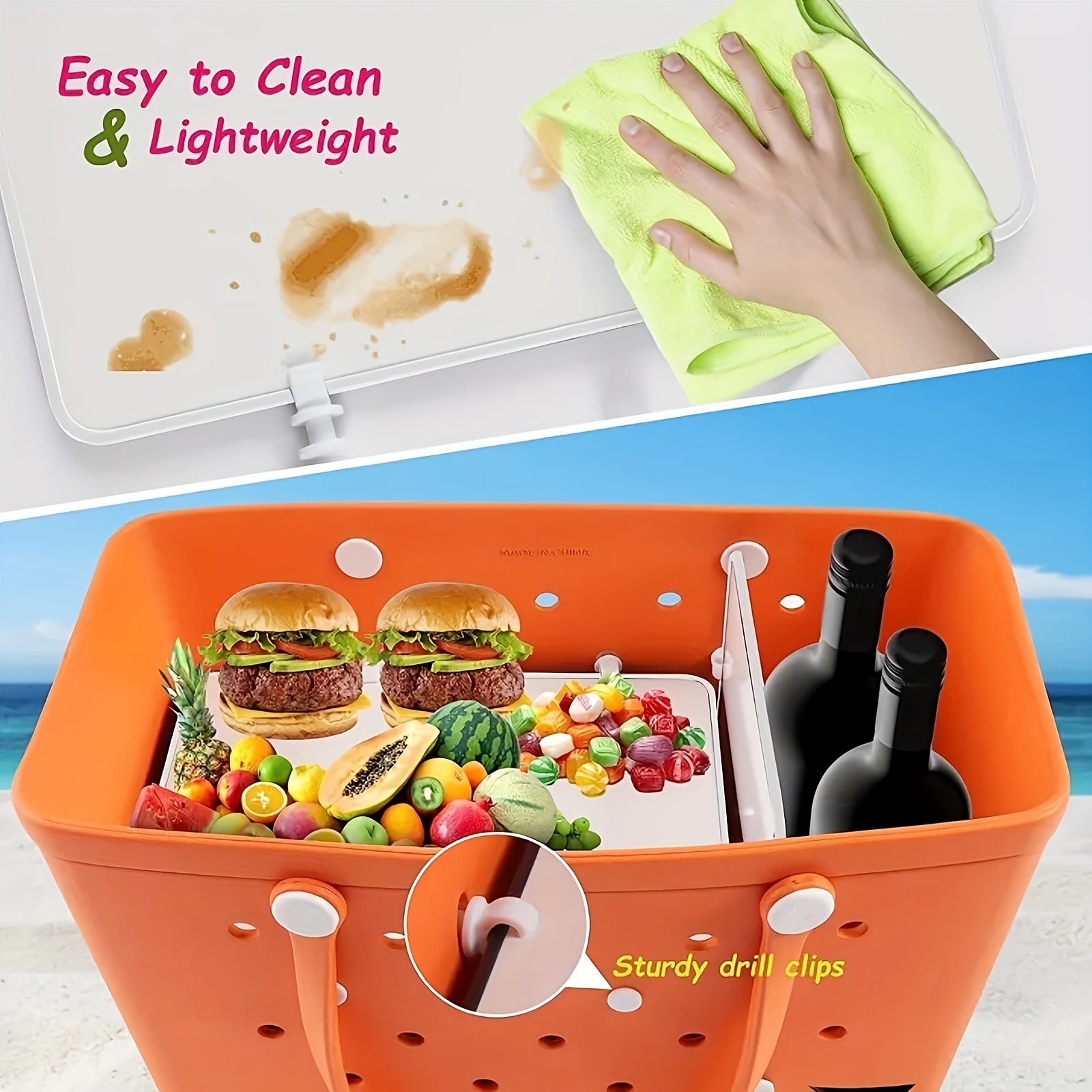 Beach Bag Divider Tray Reusable Plastic Divider for Travel Tote Handbag