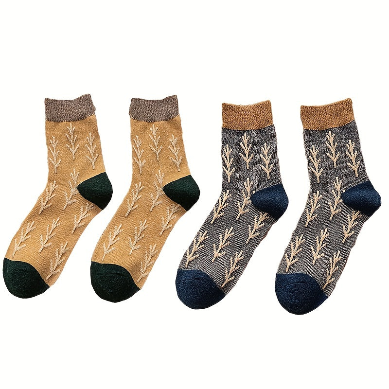 2 Pairs Christmas Tree Print Socks Women's Stockings