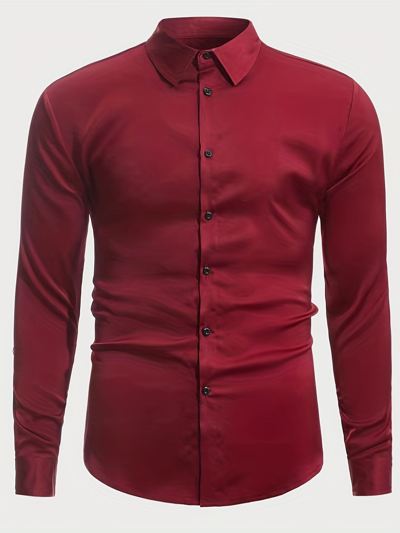 Solid Men's Long Sleeve Lapel Shirt Spring Fall Casual Button Up