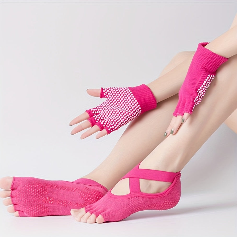 Non Slip Gloves & Socks Breathable Sports Gloves Five Toe Split Casual Yoga Sock