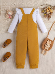 Toddler Girl's Unicorn Pattern 2pcs Top & Overalls Set for Spring Fall