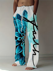 Boys Casual Flower 3D Print Drawstring Long Pants