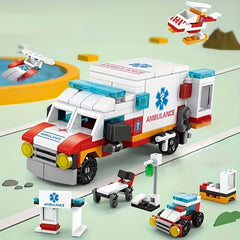 City Ambulance Building Blocks 6in 1 DIY Car Assembly Toy