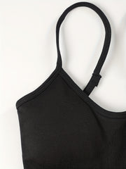Rib Knit Yoga Jumpsuit Round Neck High Stretch Bodysuit
