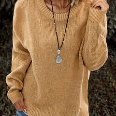 Casual Sweater Women's Plus Solid Long Sleeve Round Neck
