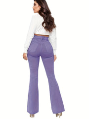 Sexy Jeans Women's Flared Leg Ripped Denim Pants