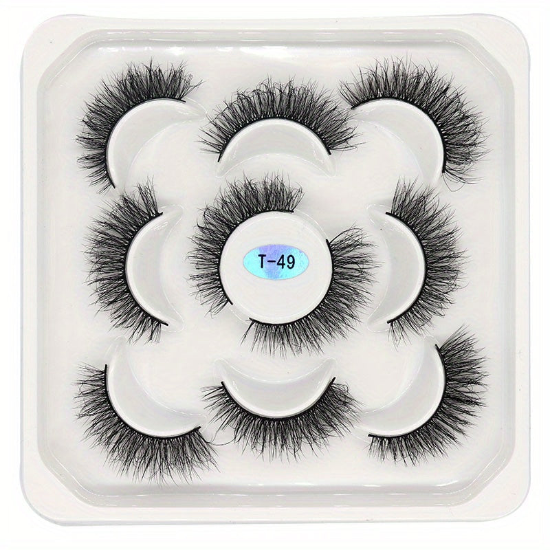 5 Pairs Fluffy Natural False Eyelashes Messy Faux Mink Extensions