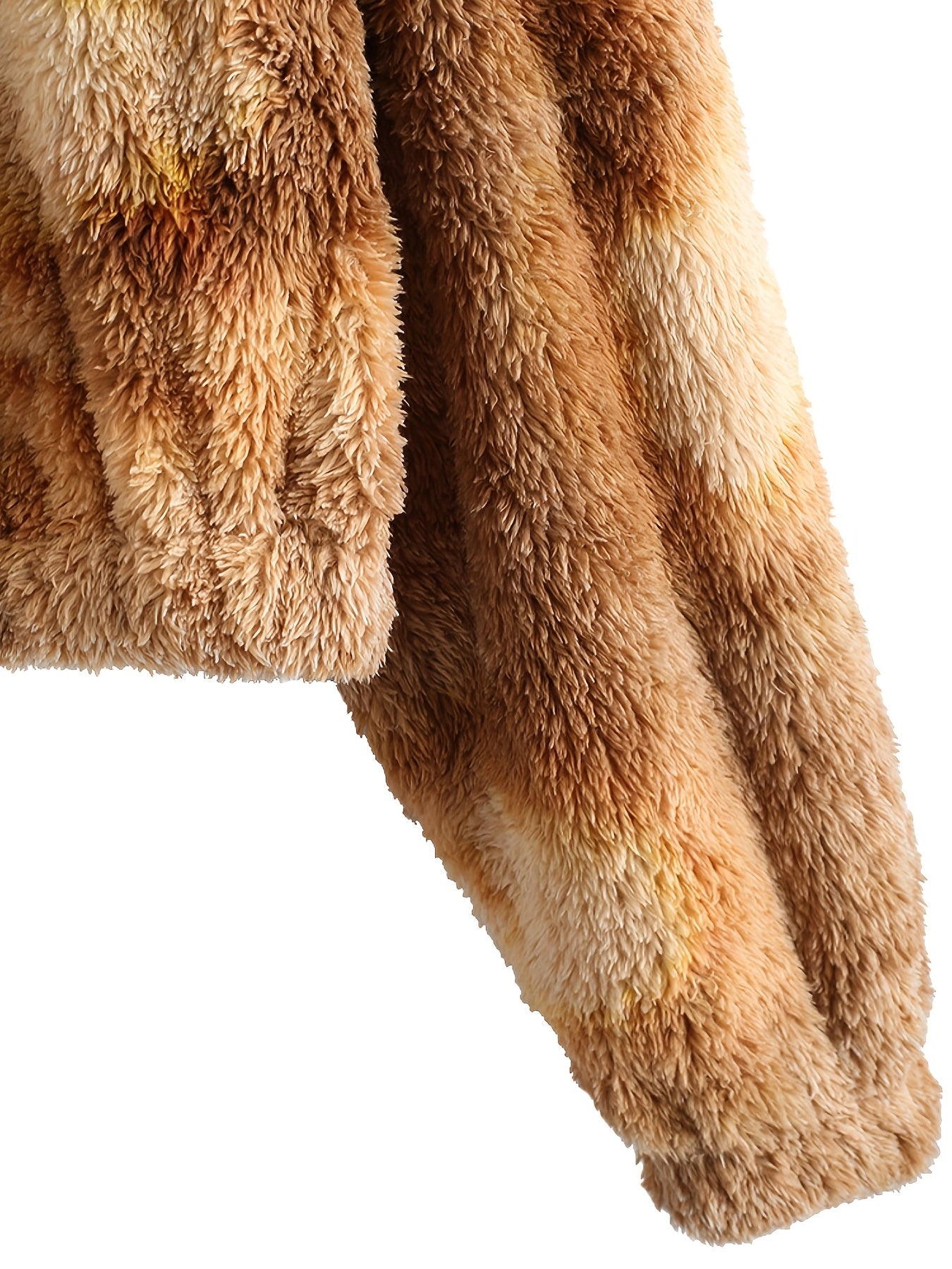 Tie Dye Fluffy Coat Drop Shoulder Crew Neck Winter Outerwear