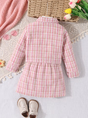 Girl's Tweed 3pc Outfit Button Front Jacket, Top, Skirt Set