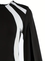 Cape Sleeve Dress Crew Neck Slim Dress for Spring & Summer