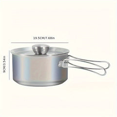 Stainless Steel Portable Pot w/ Foldable Handle for Outdoor Camping Picnic