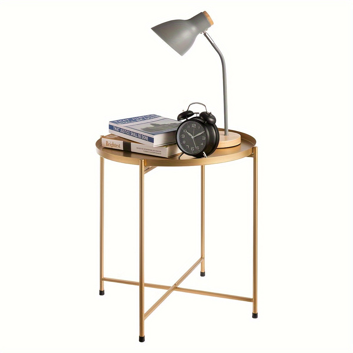Gold Metal Round Side Table for Living Room Bedroom Balcony Patio