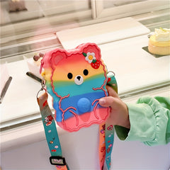 Silicone Bear Coin Purse Bubble Toy Crossbody Bag
