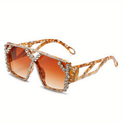 Y2K Top Bar Sunglasses Rhinestone Gradient Lens UV400