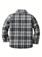 Boys Plaid Cardigan Shirts Long Sleeve Button Down Tops