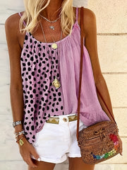 Colorblock Polka Dot Print Cami Top