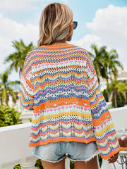 Striped Knit Sweater Crew Neck Long Sleeve Casual Sweater