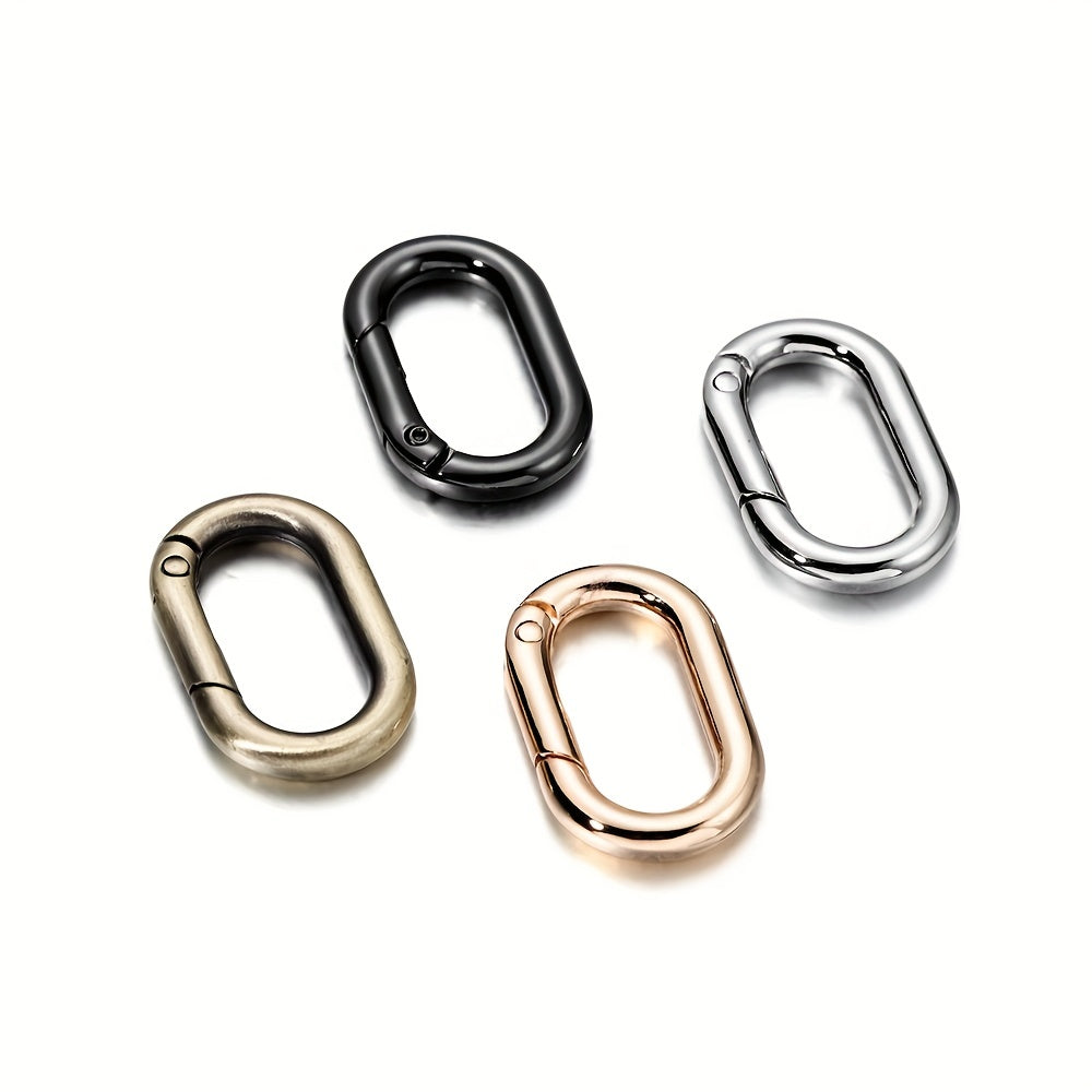 2Pcs Metal Oval Ring Spring Clasps Carabiner Keychain Bag Clips Hook