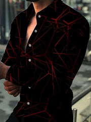 Geometric Print Casual Button Up Long Sleeve Shirt