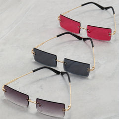3 Pairs Men's Rimless Square High Definition UV Protection Sunglasses