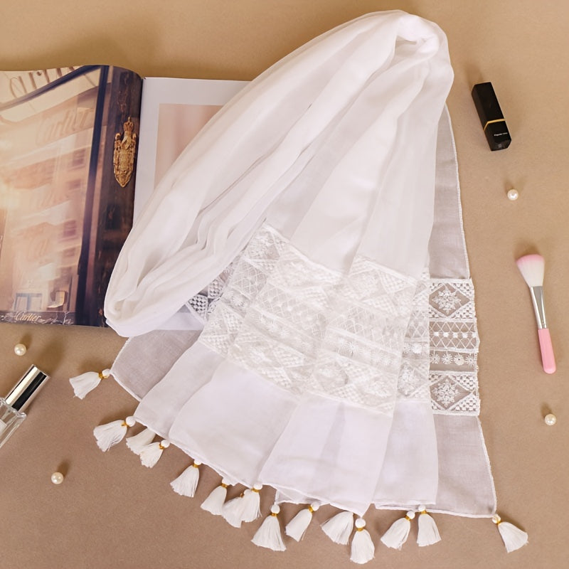 Lace Tassel Scarf for Women - Casual Cold Weather Scarves