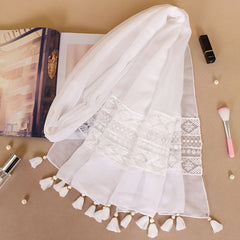 Lace Tassel Scarf for Women - Casual Cold Weather Scarves