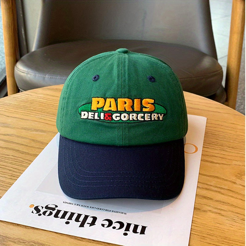 Unisex Retro Campus Style Baseball Cap with Letter Embroidery
