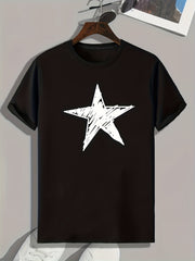 Star Pattern Print Men's Sports T-shirt Graphic Tee for Fitness