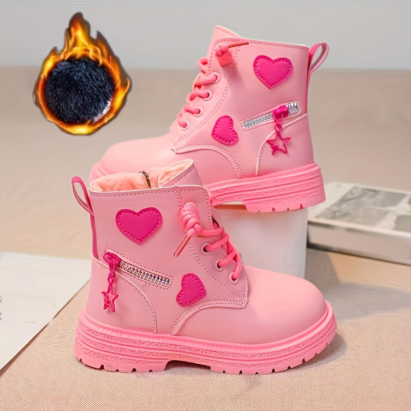 Girls' Plus Fleece Boots Non Slip Zipper Comfortable for Indoor/Outdoor