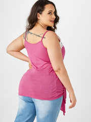Contrast Lace Asymmetrical Cami Tank Plus Size Top High Stretch
