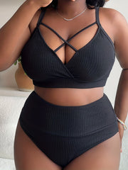 Ribbed Criss Cross Tankini Set
