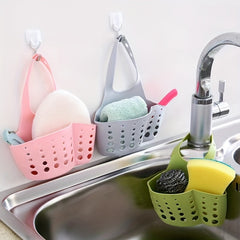 Adjustable Sink Storage Holder with Hanging Drain Basket for Kitchen Accessories